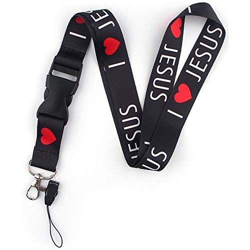 Lanyard Keychain Lightweight Neck Lanyard Strap Premium Quality with Metal Clasp for Id Badges, Card Holder, Keychain, Cell Phone, Lightweight Items etc (Jesus)