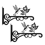 Blumenampel Halterung Wand 2er Set, Metall Schwarz mit Vogelmotiv Haken, für Blumenampel Stabile Wandhalterung Blumenampel, für Balkon Garten Terrasse Haken für Blumenampel Dekorativ und Vielseitig