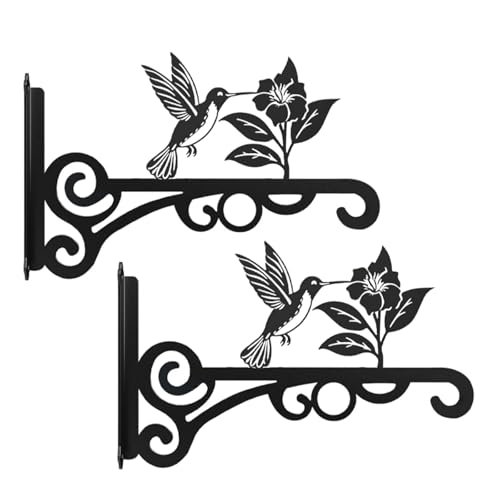 Blumenampel Halterung Wand 2er Set Metall Schwarz mit Vogelmotiv Haken für Blumenampel Stabile Wandhalterung Blumenampel für Balkon Garten Terrasse Haken für Blumenampel Dekorativ und Vielseitig
