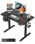 FEZIBO One-Piece Electric Standing Desk 80×50cm, Adjustable Height Sit Stand Desk with Memory Preset Controller, Ergonomic Home Office Workstation, Black