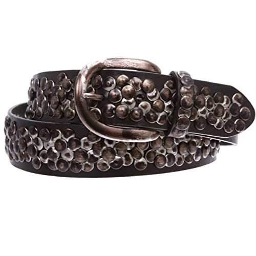 Women's Vintage Cowhide Nail heads Multi Layer Circle Studded Leather Jean Belt2
