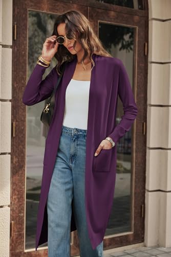 Image of GRACE KARIN Essential Solid Open Front Maxi Long Knitted Cardigan Sweater for Women