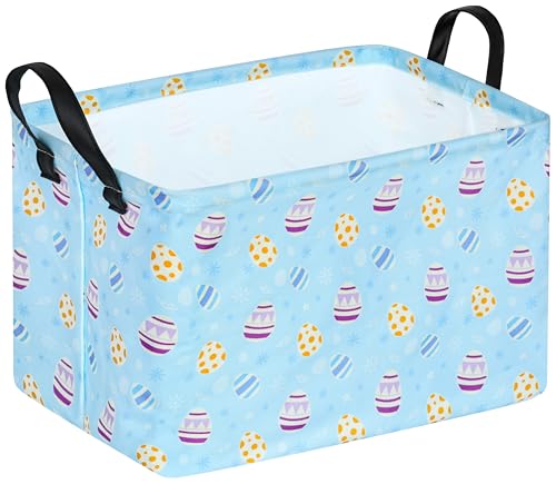 Image of Bunny Easter Eggs Basket Storage Basket Gift Shelf Basket Storage Bin, Nursery Basket Organizer Box for With Handles for Room Deco