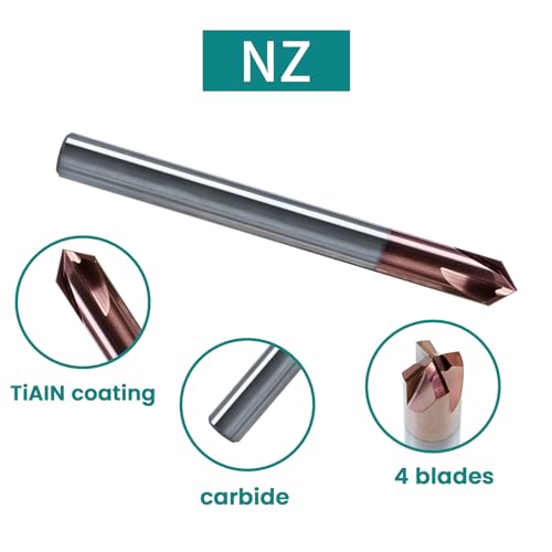 Image of NZ 4 Flute 1 /4 inch Chamfer End Mill with TiSiN Coating, 5pcs | Milling Cutter HRC55 for Machining Stainless Steel, Titanium Alloy, Alloy Steel, Cast Iron