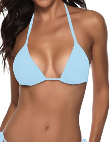 Image of Suvimuga Women's Triangle Bikini Top Push up Padded Halter String Bathing Suits Top
