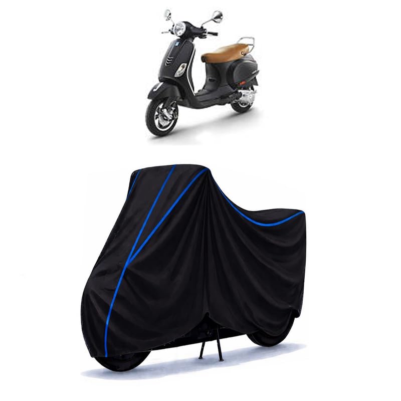 Image of Scooty Cover Water Resistant for SXL 125 | Universal Scooter & Bike Cover | Heavy Duty UV Dust, Rain & Scratch Protection | Elastic Fit All Weather Indoor Outdoor | Black with Blue Piping