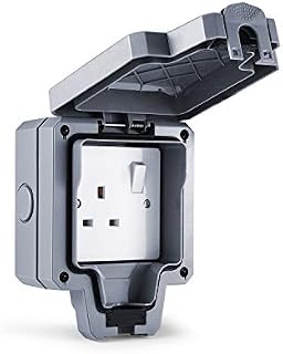 Veryredtek Weatherproof Socket, Single Outdoor Socket 13A 1gang IP66 Rated