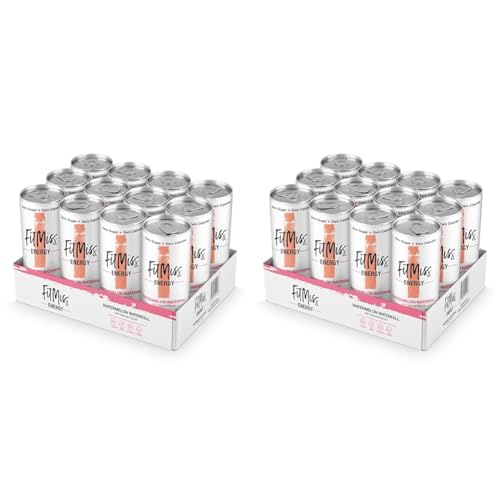 MusclePharm FitMiss Energy Drink 12oz (Pack of 24) - Watermelon Waterfall - Sugar Free Calories Free - Perfectly Carbonated with No Artificial Colors or Dyes
