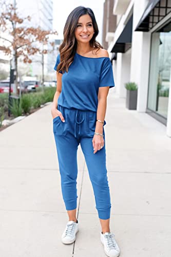 Image of PRETTYGARDEN Jumpsuits for Women 2026 Summer Dressy Off Shoulder Romper Spring Vacation Travel Lounge Outfits Clothes