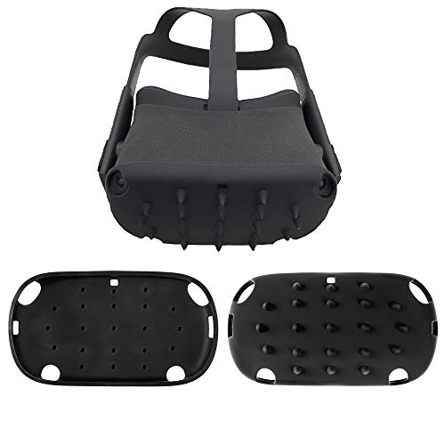 (1 Pack) Orzero Silicone Protective Headset Cover Case Compatible for Oculus Quest Front Face, Shock-Resistant for Virtual Reality Headset.- Black