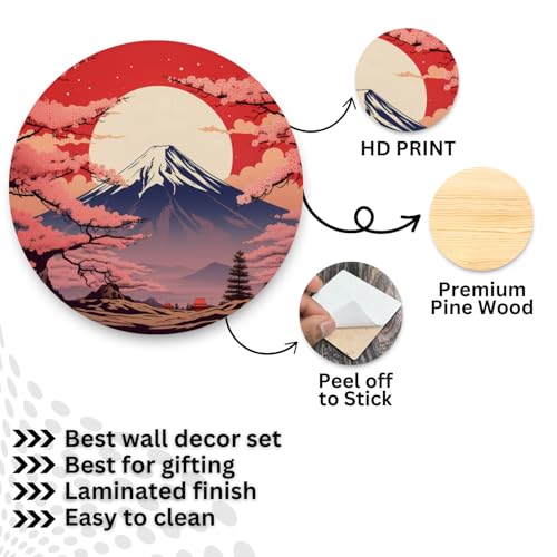 Image of RADIQORE Set of 11 Designer MDF Wooden Wall Hanging for Home Decoration | Office | Gift | Wall Decor Hanging Items | Wall Art | Living Room | Bedroom (japanese)