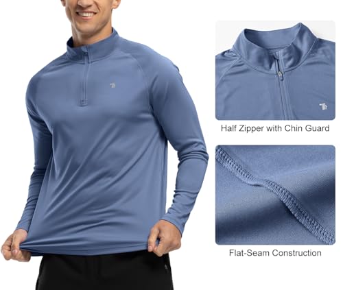 BGOWATU Men's Hiking Shirts Long Sleeve Sun Shirts UPF 50+ Quarter Zip Pullover Quick Dry Rash Guard4