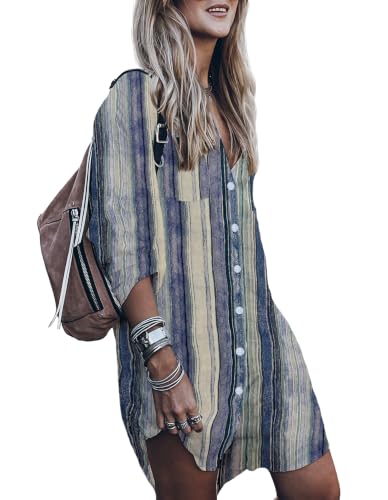 Image of Women's Swimsuit Cover up,Silky Button Down Shirt Midi Dress Kimono,Summer Bathing Suit Beach Coverups for Women (CP-Aline)