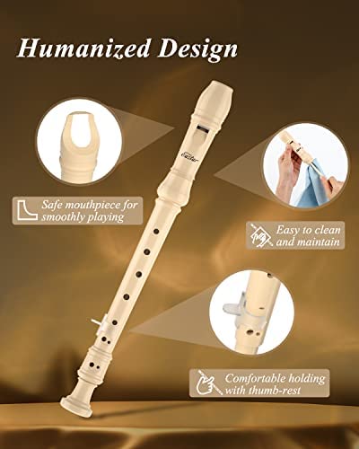 Eastar Soprano Recorder Set Of 2, Baroque German Fingering C Key Recorder Instrument For Beginners Kids With Cleaning Kit, Thumb Rest, Cotton Bag, Fingering Chart, Ers-22B, School-Approved #TOP1