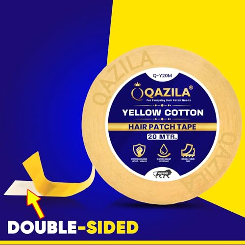 Qazila Hair patch tape|Wig tape|Double sided|Cloth tape|Waterproof|22 meters|Yellow