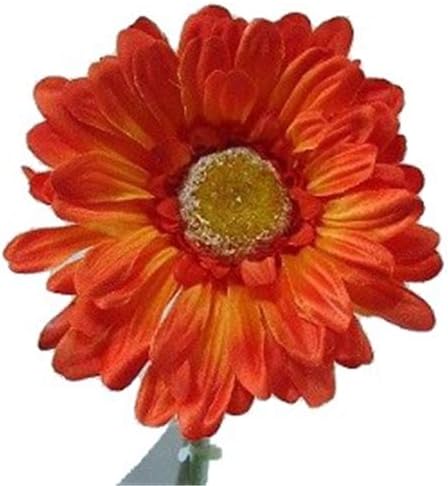 Artificial Single Stem Gerbera with Big Bloom - very dramatic - home garden (Orange, 4 Pack)