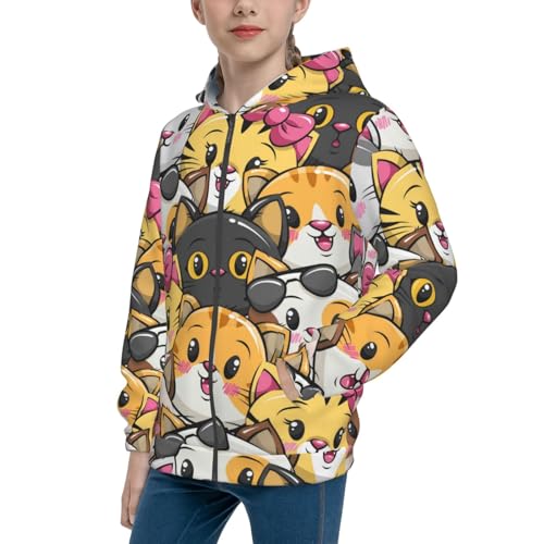 Cute Christmas Gnomes Kid Hoodies Boys Zip Up Sweatshirts Girls Pullover with Pocket