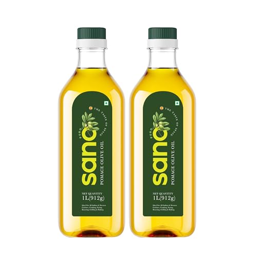 Image of Sano Pomace Olive Oil 2L Pet Bottle Ideal For Frying, Roasting & Sauteing Rich Flavour & High Smoke Point Versatile Cooking Edible Oil For Indian Cuisine.