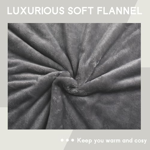 Heated Blanket Electric Throw Size 50''x60'' with 9 Heating Levels, 3 Hour Auto Shut Off, Machine Washable, Flannel & Sherpa Double-Sided Soft Warming Blanket for Couch, Bed, Office - Light Grey