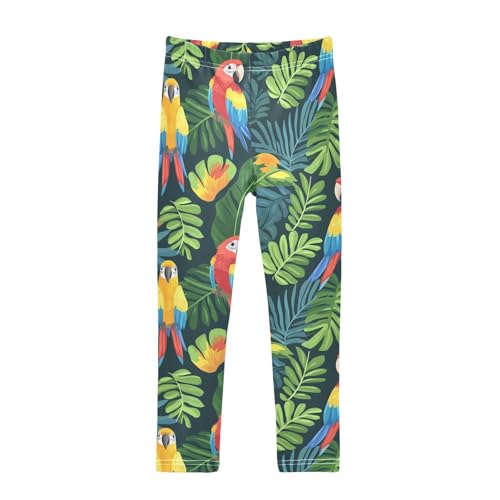 Cute Parrots Girls Leggings,Workout Leggings for Girls Toddler Athletic Legging Size for 3-10T