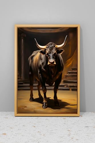 Tableau de taureau pour habiller un grand mur vide de salon