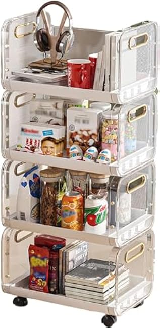 2-4 Tier Kitchen Rolling Storage Cart,Multi-Layer Slim Storage Cabinet with Wheels,Easy Access Opening-kvLhCQgR