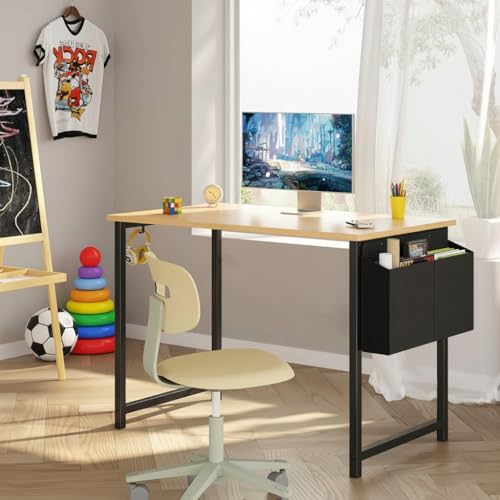 Image of JD FRESH 32 Inch Computer Desk with Bag & Hook /Study Table /Portable Desk /Space-Saving Table /Laptop Table with Storage Bag /Modern Computer Desk for Home Office, Bedroom (Natural)