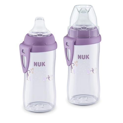NUK First Choice Active Cup 2.0 10 oz. Soft Spout Sippy Cup with On-The-Go Carry Clip Lightweight Leak Proof Spill Proof Cup 2-Pack
