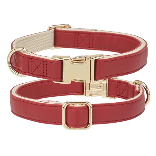 Collar para Perro de Cuero Clásico Suave XS Rojo