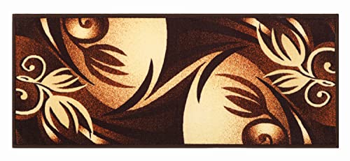 Image of THE HOME TALK Modern Polyester Area Rugs | Carpets for Living Room, Kitchen, Kid's Room, Bedroom | Microfiber Polyester Rugs | Shaggy Floor Carpet | Anti Skid Store (Brown Leave, 55x135 Cm)