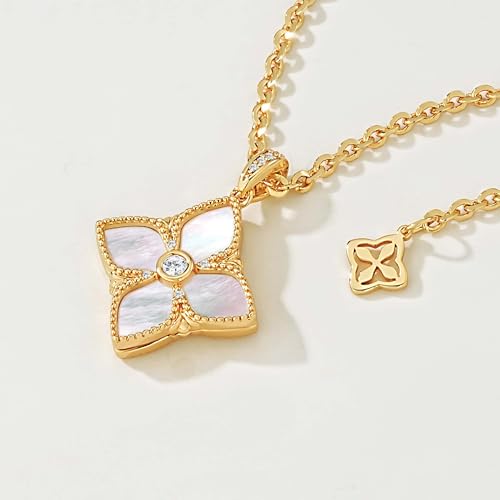 MTMY Clover Necklace for Women 14K Gold Plated Four Leaf Clover Pendant Necklace Thick Gold Double Sided Lucky Charm Jewelry4