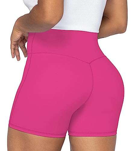 Image of Sunzel Women's High Waisted Crossover Waist Biker Shorts for Yoga Workout | 4-inch inseam, high waisted, tummy control, crossover waist, buttery soft, compression fit, close fit, for yoga and workouts