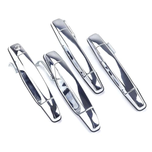 Exterior Chrome Door Handle 4 PCS Front Rear Driver & Passenger Compatible with 2007-2014 Cadillac Escalade Chevy Avalanche Silverado Suburban GMC Sierra Yukon OE # 20828258 22738721 25960525 22738722