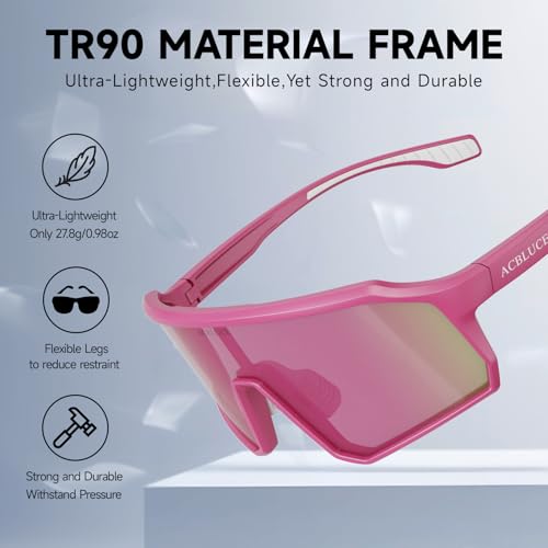 Acbluce Girls Sunglasses For Kids Youth Softball Sports Sunglasses For Cycling Baseball Running Teens Pink Age 8-16 Uv400 Glasses thumb #2