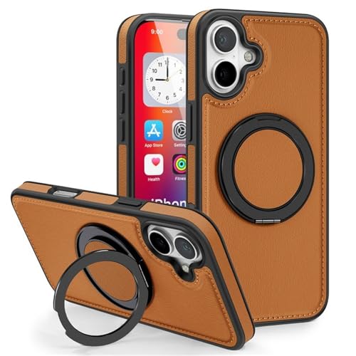 Coque antichoc iPhone 16 Pro en cuir avec anneau 360 compatible MagSafe