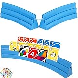 YWfuweng 4 Stück Kartenhalter Spielkarten, 3 Rampen Spielkartenhalter mit Magnetische,Freihändige Kartenhalter für Poker/UNO,Canasta,für Senioren Erwachsene und Kinder, Blau