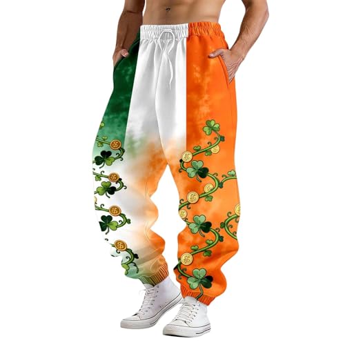 Duohropke St Patricks Day - Leggings para hombre, pantalones de chándal con bolsillos, cintura alta, pantalones de chándal con impresión 3D, pantalones deportivos verdes para mujer, pantalones