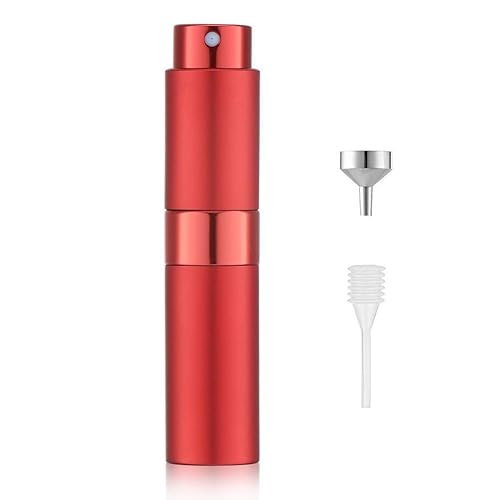 Lisapack Botella atomizadora de perfume de 0.3 fl oz para viajes, dispensador de colonia recargable vacío, rociador portátil (rojo)