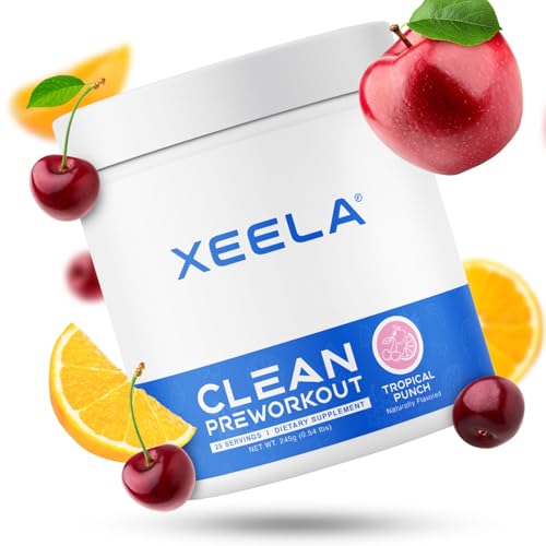 Image of XEELA Pre Workout - Clean & Tested - Jitter Free, Safe, and Natural - Increase Thermogenic Energy, Focus, and Endurance w /Creatine, Organic Caffeine, and Plant Based Citrulline (Tropical Punch)