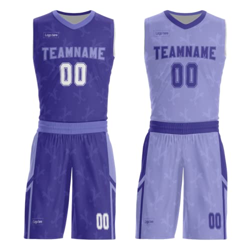 Mens Reversible Basketball Jersey Custom Basketball Uniform for Youth Athletic Practice Game Sport Shirts with Team Name Number Logo