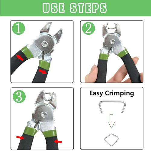 Image of 300 Pcs Hog Rings with Bent Hog Ring Pliers Kit 3 /4 inch 1 /2 inch 3 /8 inch Galvanized Hog Rings for Bagging、DIY Craft、Furniture、Animal Pet Cages、Ropes