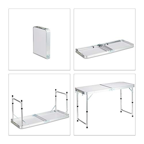 Table de camping pliable alu avec chaises pliantes kit mobilier extérieur gris - 7