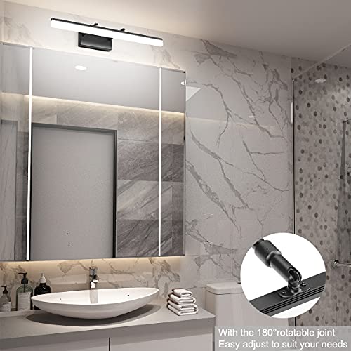 Image of Aipsun 24 inch Black LED Vanity Light Adjustable Modern Bathroom Vanity Light Fixtures Over Mirror 5500K