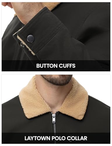 Image of TBMPOY Men's Winter Jacket Thick Sherpa Fleece Lined Cotton Full Zip Warm Cargo Zipper Pockets Trucker Work Thermal