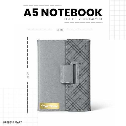 Image of Personalized A5 Notebook with Magnetic Flap Closure, Premium PU Leather Journal for Office, Meetings & Corporate Gifting |192 Pages 80 GSM Paper | Bookmark Ribbon, Custom Name Print Journal Diary