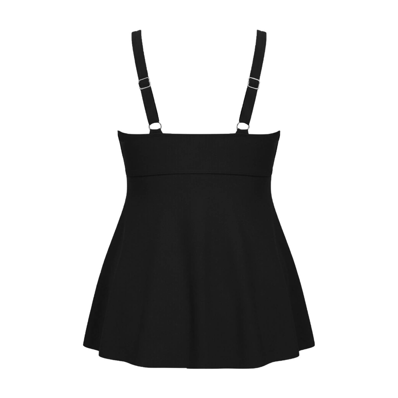 Costume Due Pezzi Curvy da Bagno Tankini con Gonna fluida Taglie Forti, Tinta Unita, Top Spiaggia Mare Donna