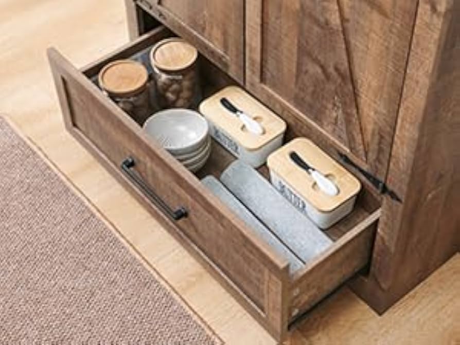 Amazon.co.jp: 72インチ 木製キッチンキャビネット 調節可能な棚と2