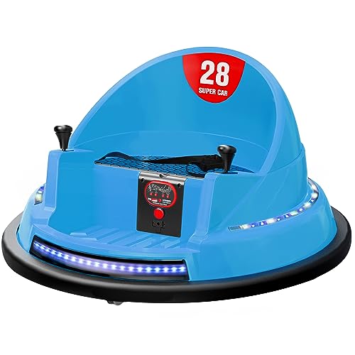 Image of ROOMTEC Bumper Car for Toddlers 1-3, 12V Toddler Bumper Car with Remote Control, Safety Certified, Flashing Lights Music & 360 Degree Spin for Birthday (12V, Blue)