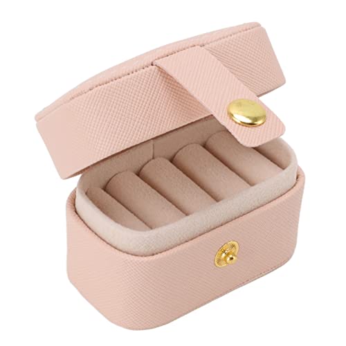 Keebgyy Caja de Almacenamiento de Mini Anillos, Joyero de Viaje de Cuero PU, Mini Joyero, Organizador de Joyero Pequeño, Estuche de Aretes de Viaje Pequeño, Estuche de Almacenamiento de(rosa desnudo)