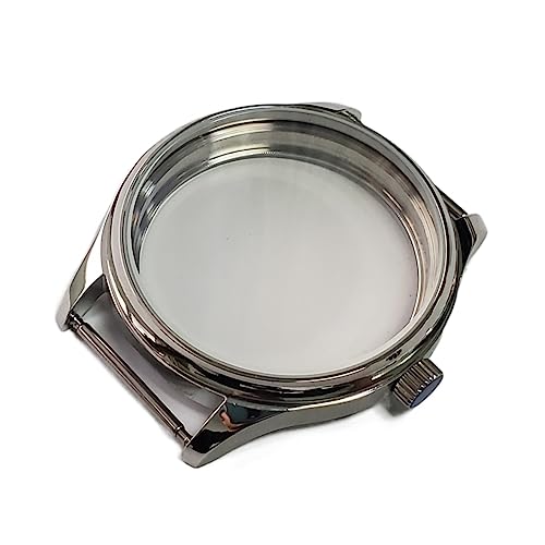 SLAVIK 44mm vP[X Tt@CAKXt ETA6497/6498 ST3600/3620 [ugƌ݊ S[h Vo[ ubN g P[X Y fB[Xƌ݊ (Color : Silver flat han